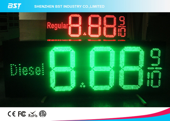 Low Voltage 12v Digital Gas Station Led Price Sign Display , Red / Green