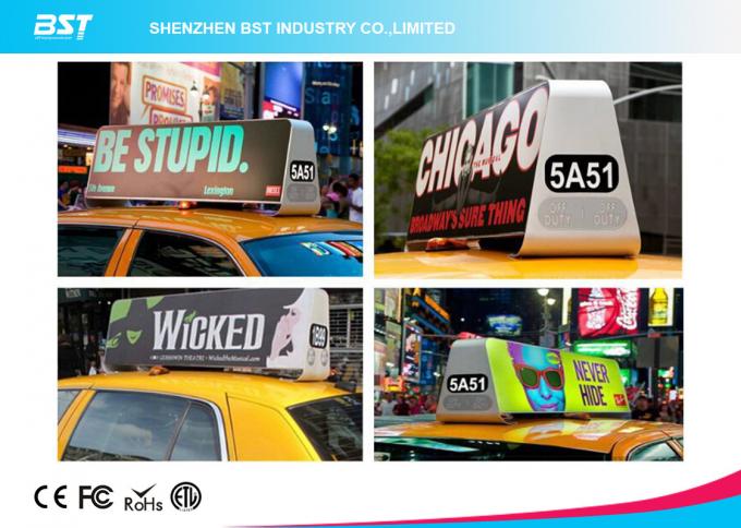 High Density P5 Taxi Led Display 1R1G1B , Taxi Roof Advertising Signs 7