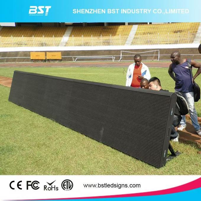 P10 960x960mm Stadium Perimeter LED Display with 35KG/pcs Cabinet Weight and 10000 Pixels Per Sqm 0