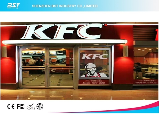 P5mm Transparent LED Screen Display , Flexible glass advertising led screen diffrerent shape