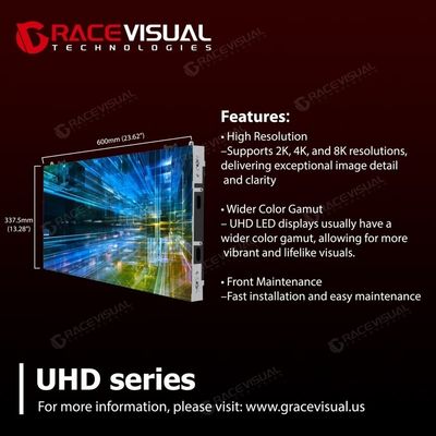 UHD Series P1.25 indoor wall mounted led display | 600x337.5mm size cabinet | 3840hz refresh rate | fully front service | inventory in the USA