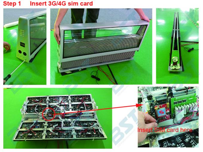 P5mm Taxi Advertising Screens , Waterproof IP65 Taxi Top LED Display 192 X 64 Dot Resolution 1