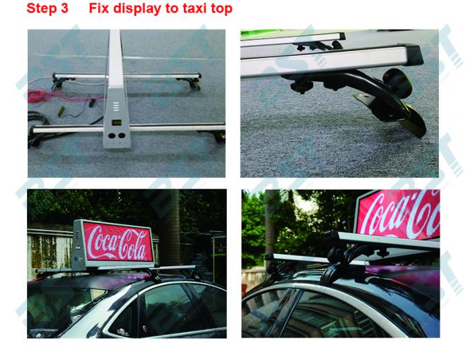P5mm Taxi Advertising Screens , Waterproof IP65 Taxi Top LED Display 192 X 64 Dot Resolution 3