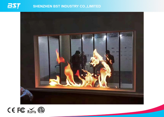 Flexible Transparent LED Curtain 10000 Dots Per Sqm 1920hz For Shopping mall