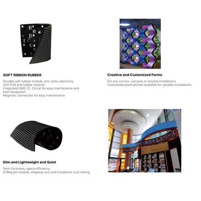 FX series Soft Rubber LED Display Module, Convex, Concave or Twisted Available Module