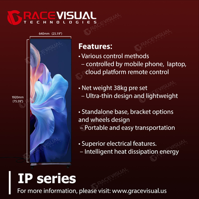 IP Series Indoor LED Poster Display with 16bit Grayscale High-Resolution Display and Versatile Installation Options