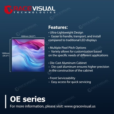 OE Series Outdoor Advertising LED Display with 16bits Grayscale 100,000-Hour Lifespan and Die-Cast Aluminum Cabinet